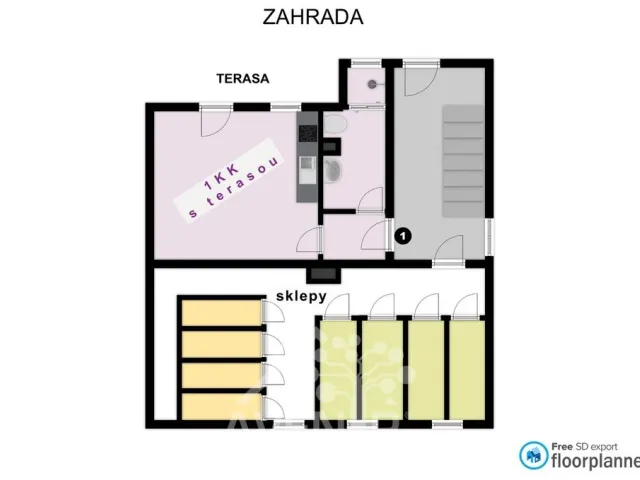 Pronájem bytu 1+kk 29 m², Saskova, Jablonec nad Nisou