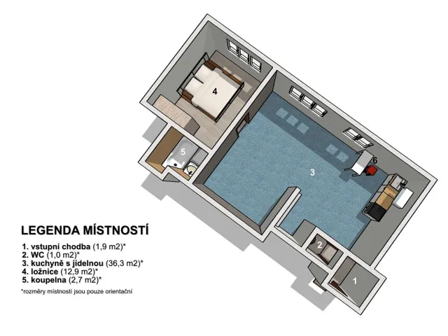 Prodej bytu 2+kk 55 m²