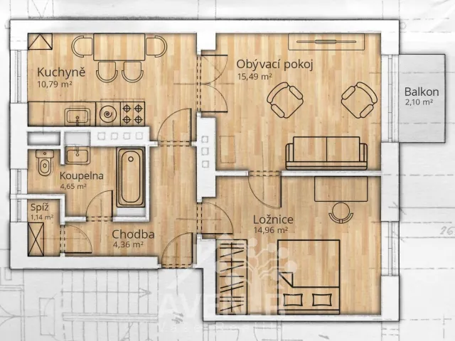 Prodej bytu 2+1 65 m², Bezručova, Hodonín